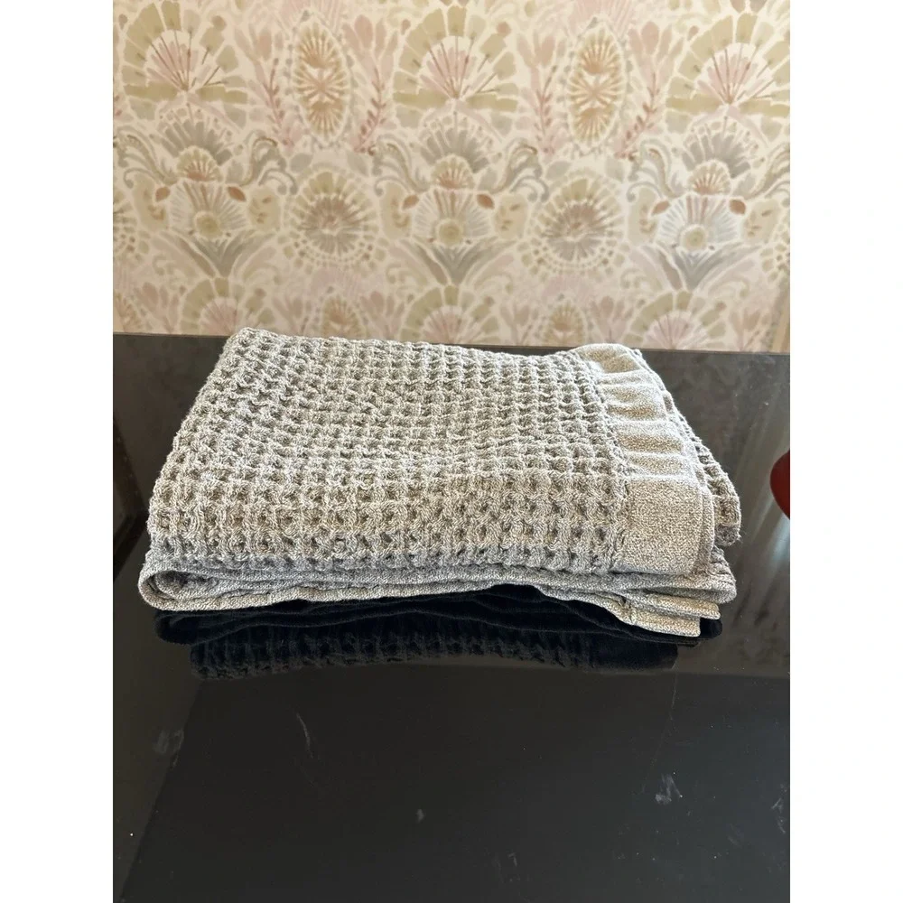 ONSEN 100% Supima Cotton Waffle Bath Towel Grey 31x54